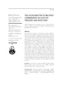 The Assassination of Military Commanders In