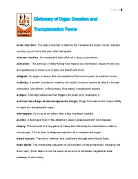 Dictionary of Organ Donation and Transplantation Terms