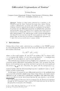 Differential Cryptanalysis of Nimbus⋆