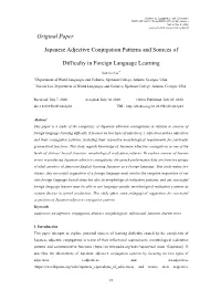 Original Paper Japanese Adjective Conjugation Patterns and Sources of Difficulty in Foreign Language Learning