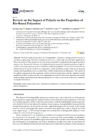 Review on the Impact of Polyols on the Properties of Bio-Based Polyesters