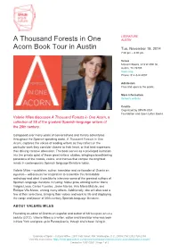 A Thousand Forests in One Acorn Book Tour in Austin