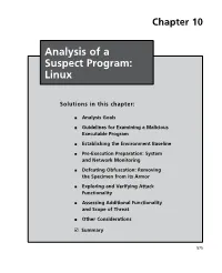 Analysis of a Suspect Program: Linux