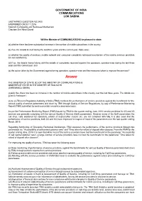 ANSWERED ON:30.11.2016 Telecom Complaints and Redressal Mechanism Chauhan Shri Nihal Chand