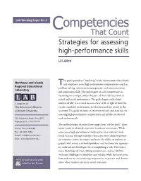 Competencies That Count: Strategies for Assessing High-Performance Skills