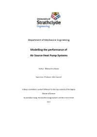Modelling the Performance of Air Source Heat Pump Systems