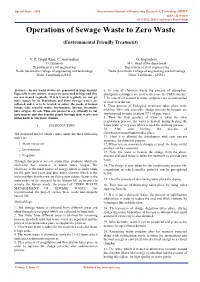 Operations of Sewage Waste to Zero Waste