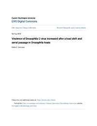 Virulence of Drosophila C Virus Increased After a Host Shift and Serial Passage in Drosophila Hosts