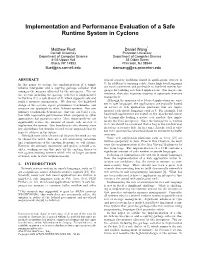 Implementation and Performance Evaluation of a Safe Runtime System in Cyclone