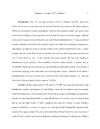 Introduction: the 1737 Accounts Provide a Series of Glimpses Into BF's Day-To-Day Family Life