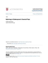 Mythology in Shakespeare's Classical Plays