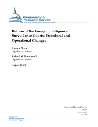 Reform of the Foreign Intelligence Surveillance Courts: Procedural and Operational Changes