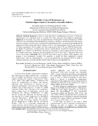 Reliability Centered Maintenance in Schedule Improvement of Automotive Assembly Industry