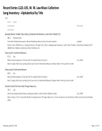Song Inventory ‐ Alphabetical by Title Title Item # Genre Contributors Asset Date Description (Excerpt) Scherzo "Octette" (Op
