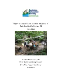 Stream Health at Select Tributaries of Rock Creek in Washington, DC 2010-2018