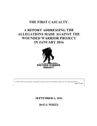 A Report Addressing the Allegations Made Against the Wounded Warrior Project in January 2016