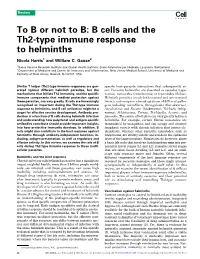 B Cells and the Th2-Type Immune Response to Helminths