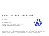 CE 874 - Secure Software Systems