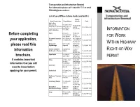 Information for Work Within Highway Right-Of-Way Permit