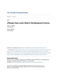 Jpmorgan Chase London Whale D: Risk-Management Practices