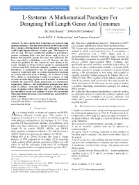 L-Systems: a Mathematical Paradigm for Designing Full Length Genes and Genomes GJCST Classification Sk