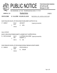 Broadcast Actions 9/19/2018
