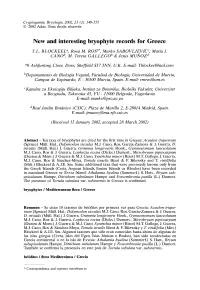 New and Interesting Bryophyte Records for Greece