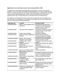 Planning Applications Advertised Week Commencing 23 March 2020