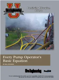 Every Pump Operator's Basic Equation
