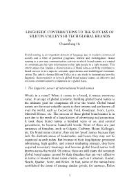 LINGUISTIC CONTRIBUTIONS to the SUCCESS of SILICON VALLEY's HI-TECH GLOBAL BRANDS by Chuansheng He