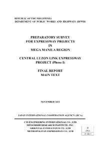 Preparatory Survey for Expressway Projects in Mega Manila Region