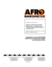 Public Attitudes Towards Democracy, Governance and Economic Development in Botswana