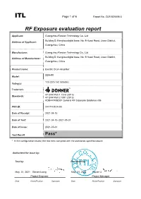 RF Exposure Evaluation Report