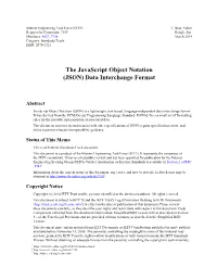 The Javascript Object Notation (JSON) Data Interchange Format