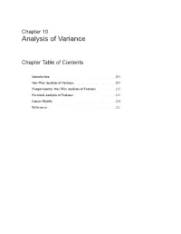 Chapter 10 Analysis of Variance