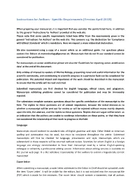 Instructions for Authors - Specific Requirements (Version April 2018)