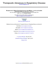 Management of Allergic Bronchopulmonary Aspergillosis: a Review and Update Mahboobeh Mahdavinia and Leslie C