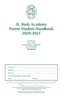 St. Bede Academy Parent Student Handbook 2020-2021