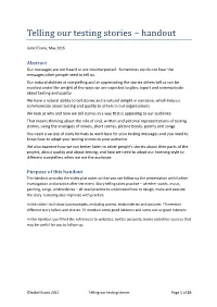 Telling Our Testing Stories – Handout