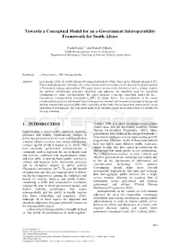 Towards a Conceptual Model for an E-Government Interoperability Framework for South Africa
