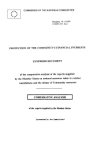 Comparative Analysis of the Reports Supplied by the Member States on National Measures Taken to Combat Wastefulness and the Misuse of Community Resources