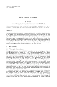Stellar Pulsation: an Overview