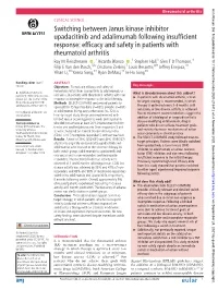 Switching Between Janus Kinase Inhibitor Upadacitinib and Adalimumab Following Insufficient Response: Efficacy and Safety In