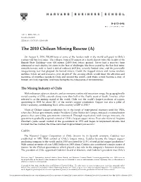 The 2010 Chilean Mining Rescue (A)