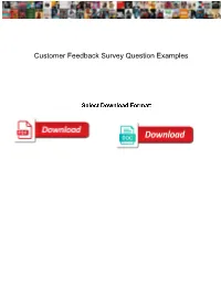 Customer Feedback Survey Question Examples