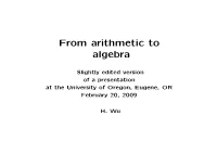 From Arithmetic to Algebra