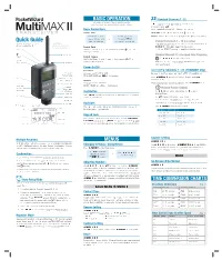 Multimax II Quick Guide