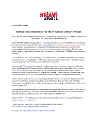 Nominations Announced for the 3Rd Annual Streamy Awards
