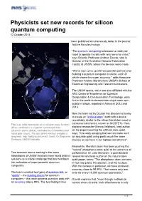 Physicists Set New Records for Silicon Quantum Computing 12 October 2014