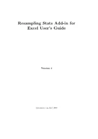 Resampling Stats Add-In for Excel User's Guide